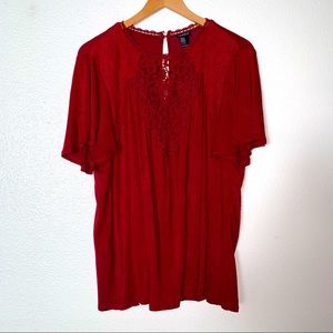 Torrid (1) Short Sleeve Blouse with Crochet Panel